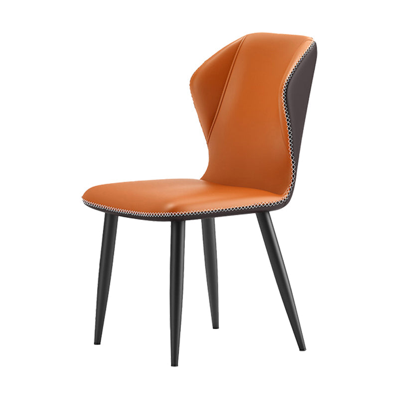 Wingback Upholstered Armless Dining Chairs Side Chairs with Metal Legs Orange 1 Piece Clearhalo ' kitchen&dining_furn' 'Dining Chairs' 'Dining Tables & Seating' 'dining_chair' 'furn' 'furn_dining_chair' 'Furniture' 'furniture_dining_chair' 'Kitchen & Dining Furniture' 'kitchen' 4056175