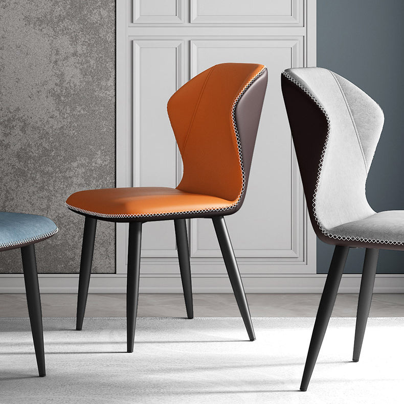 Wingback Upholstered Armless Dining Chairs Side Chairs with Metal Legs Clearhalo ' kitchen&dining_furn' 'Dining Chairs' 'Dining Tables & Seating' 'dining_chair' 'furn' 'furn_dining_chair' 'Furniture' 'furniture_dining_chair' 'Kitchen & Dining Furniture' 'kitchen' 4056176