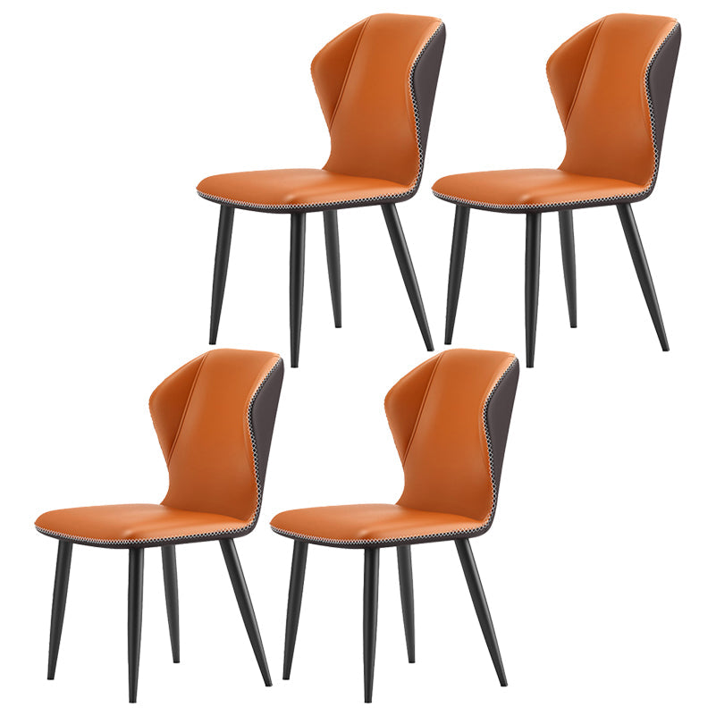 Wingback Upholstered Armless Dining Chairs Side Chairs with Metal Legs Orange 4 Piece Set Clearhalo ' kitchen&dining_furn' 'Dining Chairs' 'Dining Tables & Seating' 'dining_chair' 'furn' 'furn_dining_chair' 'Furniture' 'furniture_dining_chair' 'Kitchen & Dining Furniture' 'kitchen' 4056179