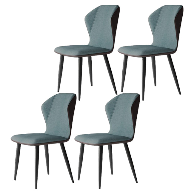 Wingback Upholstered Armless Dining Chairs Side Chairs with Metal Legs Blue 4 Piece Set Clearhalo ' kitchen&dining_furn' 'Dining Chairs' 'Dining Tables & Seating' 'dining_chair' 'furn' 'furn_dining_chair' 'Furniture' 'furniture_dining_chair' 'Kitchen & Dining Furniture' 'kitchen' 4056182