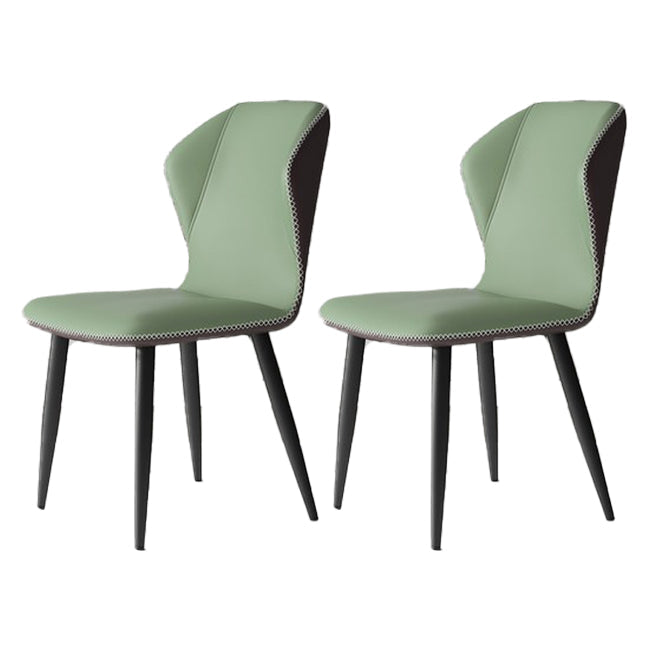 Wingback Upholstered Armless Dining Chairs Side Chairs with Metal Legs Green 2 Piece Set Clearhalo ' kitchen&dining_furn' 'Dining Chairs' 'Dining Tables & Seating' 'dining_chair' 'furn' 'furn_dining_chair' 'Furniture' 'furniture_dining_chair' 'Kitchen & Dining Furniture' 'kitchen' 4056184