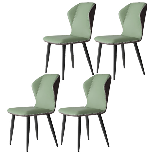 Wingback Upholstered Armless Dining Chairs Side Chairs with Metal Legs Green 4 Piece Set Clearhalo ' kitchen&dining_furn' 'Dining Chairs' 'Dining Tables & Seating' 'dining_chair' 'furn' 'furn_dining_chair' 'Furniture' 'furniture_dining_chair' 'Kitchen & Dining Furniture' 'kitchen' 4056185
