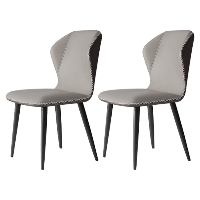 Wingback Upholstered Armless Dining Chairs Side Chairs with Metal Legs Smoke Gray 2 Piece Set Clearhalo ' kitchen&dining_furn' 'Dining Chairs' 'Dining Tables & Seating' 'dining_chair' 'furn' 'furn_dining_chair' 'Furniture' 'furniture_dining_chair' 'Kitchen & Dining Furniture' 'kitchen' 4056187