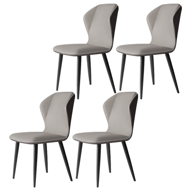 Wingback Upholstered Armless Dining Chairs Side Chairs with Metal Legs Smoke Gray 4 Piece Set Clearhalo ' kitchen&dining_furn' 'Dining Chairs' 'Dining Tables & Seating' 'dining_chair' 'furn' 'furn_dining_chair' 'Furniture' 'furniture_dining_chair' 'Kitchen & Dining Furniture' 'kitchen' 4056188