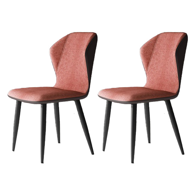 Wingback Upholstered Armless Dining Chairs Side Chairs with Metal Legs Orange Red 2 Piece Set Clearhalo ' kitchen&dining_furn' 'Dining Chairs' 'Dining Tables & Seating' 'dining_chair' 'furn' 'furn_dining_chair' 'Furniture' 'furniture_dining_chair' 'Kitchen & Dining Furniture' 'kitchen' 4056190