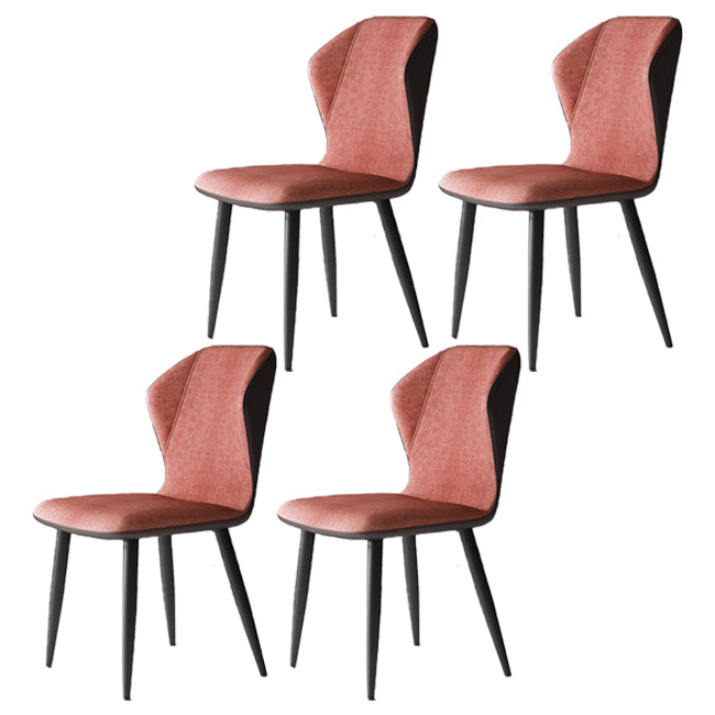 Wingback Upholstered Armless Dining Chairs Side Chairs with Metal Legs Orange Red 4 Piece Set Clearhalo ' kitchen&dining_furn' 'Dining Chairs' 'Dining Tables & Seating' 'dining_chair' 'furn' 'furn_dining_chair' 'Furniture' 'furniture_dining_chair' 'Kitchen & Dining Furniture' 'kitchen' 4056191
