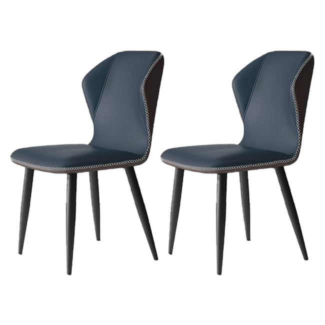 Wingback Upholstered Armless Dining Chairs Side Chairs with Metal Legs Royal Blue 2 Piece Set Clearhalo ' kitchen&dining_furn' 'Dining Chairs' 'Dining Tables & Seating' 'dining_chair' 'furn' 'furn_dining_chair' 'Furniture' 'furniture_dining_chair' 'Kitchen & Dining Furniture' 'kitchen' 4056193