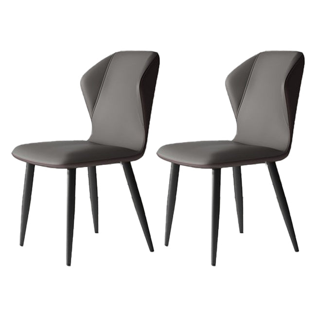 Wingback Upholstered Armless Dining Chairs Side Chairs with Metal Legs Silver Gray 2 Piece Set Clearhalo ' kitchen&dining_furn' 'Dining Chairs' 'Dining Tables & Seating' 'dining_chair' 'furn' 'furn_dining_chair' 'Furniture' 'furniture_dining_chair' 'Kitchen & Dining Furniture' 'kitchen' 4056196