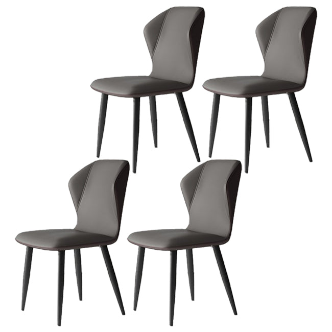 Wingback Upholstered Armless Dining Chairs Side Chairs with Metal Legs Silver Gray 4 Piece Set Clearhalo ' kitchen&dining_furn' 'Dining Chairs' 'Dining Tables & Seating' 'dining_chair' 'furn' 'furn_dining_chair' 'Furniture' 'furniture_dining_chair' 'Kitchen & Dining Furniture' 'kitchen' 4056197