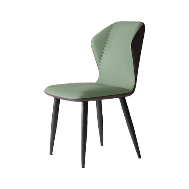 Wingback Upholstered Armless Dining Chairs Side Chairs with Metal Legs Pea Green 1 Piece Clearhalo ' kitchen&dining_furn' 'Dining Chairs' 'Dining Tables & Seating' 'dining_chair' 'furn' 'furn_dining_chair' 'Furniture' 'furniture_dining_chair' 'Kitchen & Dining Furniture' 'kitchen' 4056198