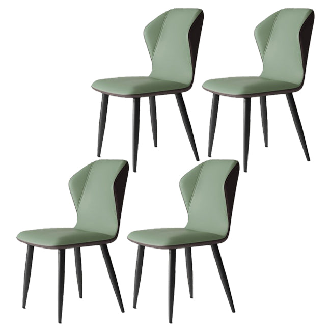 Wingback Upholstered Armless Dining Chairs Side Chairs with Metal Legs Pea Green 4 Piece Set Clearhalo ' kitchen&dining_furn' 'Dining Chairs' 'Dining Tables & Seating' 'dining_chair' 'furn' 'furn_dining_chair' 'Furniture' 'furniture_dining_chair' 'Kitchen & Dining Furniture' 'kitchen' 4056200
