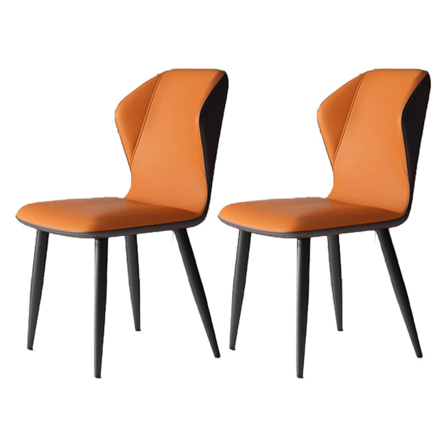 Wingback Upholstered Armless Dining Chairs Side Chairs with Metal Legs Orange 2 Piece Set Clearhalo ' kitchen&dining_furn' 'Dining Chairs' 'Dining Tables & Seating' 'dining_chair' 'furn' 'furn_dining_chair' 'Furniture' 'furniture_dining_chair' 'Kitchen & Dining Furniture' 'kitchen' 4056202