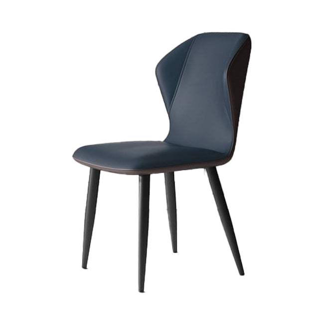 Wingback Upholstered Armless Dining Chairs Side Chairs with Metal Legs Navy Blue 1 Piece Clearhalo ' kitchen&dining_furn' 'Dining Chairs' 'Dining Tables & Seating' 'dining_chair' 'furn' 'furn_dining_chair' 'Furniture' 'furniture_dining_chair' 'Kitchen & Dining Furniture' 'kitchen' 4056204