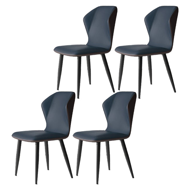 Wingback Upholstered Armless Dining Chairs Side Chairs with Metal Legs Navy Blue 4 Piece Set Clearhalo ' kitchen&dining_furn' 'Dining Chairs' 'Dining Tables & Seating' 'dining_chair' 'furn' 'furn_dining_chair' 'Furniture' 'furniture_dining_chair' 'Kitchen & Dining Furniture' 'kitchen' 4056206