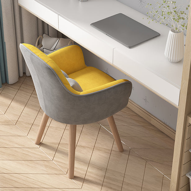 Upholstered Dining Arm Chair Solid Back Armchair with Wood Legs (Set of 2) Clearhalo ' kitchen&dining_furn' 'Dining Chairs' 'Dining Tables & Seating' 'dining_chair' 'furn' 'furn_dining_chair' 'Furniture' 'furniture_dining_chair' 'Kitchen & Dining Furniture' 'kitchen' 4056211