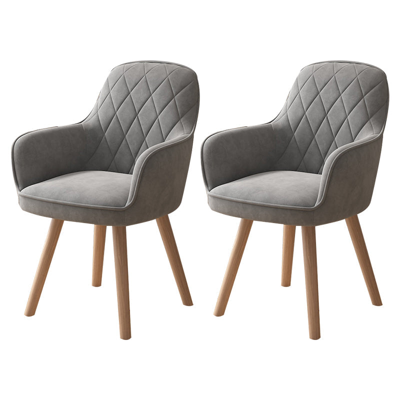 Upholstered Dining Arm Chair Solid Back Armchair with Wood Legs (Set of 2) Grey Clearhalo ' kitchen&dining_furn' 'Dining Chairs' 'Dining Tables & Seating' 'dining_chair' 'furn' 'furn_dining_chair' 'Furniture' 'furniture_dining_chair' 'Kitchen & Dining Furniture' 'kitchen' 4056212