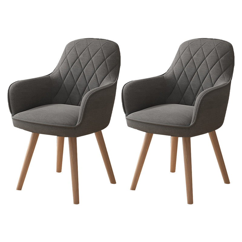 Upholstered Dining Arm Chair Solid Back Armchair with Wood Legs (Set of 2) Dark Gray Clearhalo ' kitchen&dining_furn' 'Dining Chairs' 'Dining Tables & Seating' 'dining_chair' 'furn' 'furn_dining_chair' 'Furniture' 'furniture_dining_chair' 'Kitchen & Dining Furniture' 'kitchen' 4056213