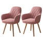 Upholstered Dining Arm Chair Solid Back Armchair with Wood Legs (Set of 2) Pink Clearhalo ' kitchen&dining_furn' 'Dining Chairs' 'Dining Tables & Seating' 'dining_chair' 'furn' 'furn_dining_chair' 'Furniture' 'furniture_dining_chair' 'Kitchen & Dining Furniture' 'kitchen' 4056215