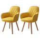 Upholstered Dining Arm Chair Solid Back Armchair with Wood Legs (Set of 2) Yellow Clearhalo ' kitchen&dining_furn' 'Dining Chairs' 'Dining Tables & Seating' 'dining_chair' 'furn' 'furn_dining_chair' 'Furniture' 'furniture_dining_chair' 'Kitchen & Dining Furniture' 'kitchen' 4056218