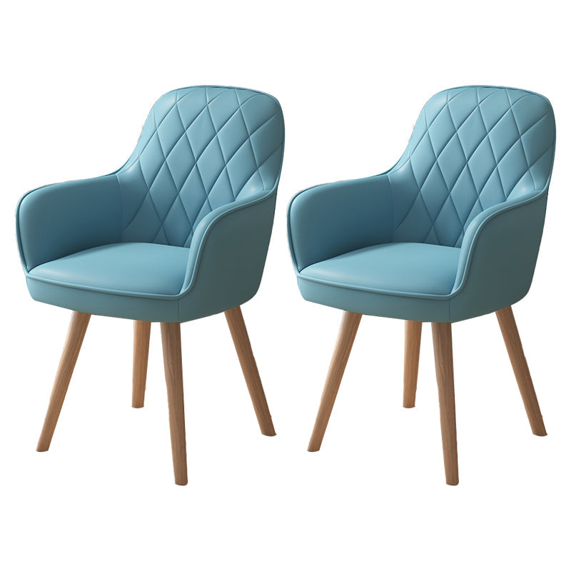 Upholstered Dining Arm Chair Solid Back Armchair with Wood Legs (Set of 2) Blue Clearhalo ' kitchen&dining_furn' 'Dining Chairs' 'Dining Tables & Seating' 'dining_chair' 'furn' 'furn_dining_chair' 'Furniture' 'furniture_dining_chair' 'Kitchen & Dining Furniture' 'kitchen' 4056219
