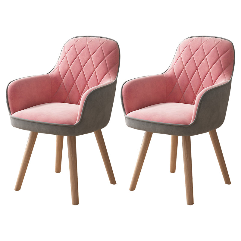 Upholstered Dining Arm Chair Solid Back Armchair with Wood Legs (Set of 2) Grey-Pink-Grey Clearhalo ' kitchen&dining_furn' 'Dining Chairs' 'Dining Tables & Seating' 'dining_chair' 'furn' 'furn_dining_chair' 'Furniture' 'furniture_dining_chair' 'Kitchen & Dining Furniture' 'kitchen' 4056226