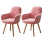Upholstered Dining Arm Chair Solid Back Armchair with Wood Legs (Set of 2) Rose Pink Clearhalo ' kitchen&dining_furn' 'Dining Chairs' 'Dining Tables & Seating' 'dining_chair' 'furn' 'furn_dining_chair' 'Furniture' 'furniture_dining_chair' 'Kitchen & Dining Furniture' 'kitchen' 4056229