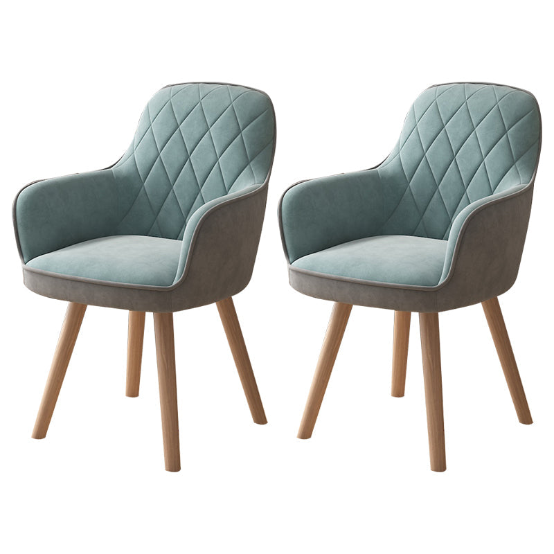 Upholstered Dining Arm Chair Solid Back Armchair with Wood Legs (Set of 2) Blue-Gray Clearhalo ' kitchen&dining_furn' 'Dining Chairs' 'Dining Tables & Seating' 'dining_chair' 'furn' 'furn_dining_chair' 'Furniture' 'furniture_dining_chair' 'Kitchen & Dining Furniture' 'kitchen' 4056230