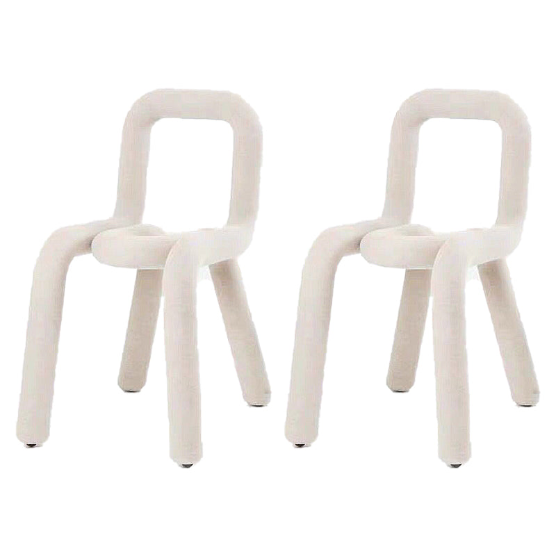 Contemporary Style Velvet Chairs Open Back Side Kitchen Dining Room Chair White 2 Piece Set Clearhalo ' kitchen&dining_furn' 'Dining Chairs' 'Dining Tables & Seating' 'dining_chair' 'furn' 'furn_dining_chair' 'Furniture' 'furniture_dining_chair' 'Kitchen & Dining Furniture' 'kitchen' 4056248