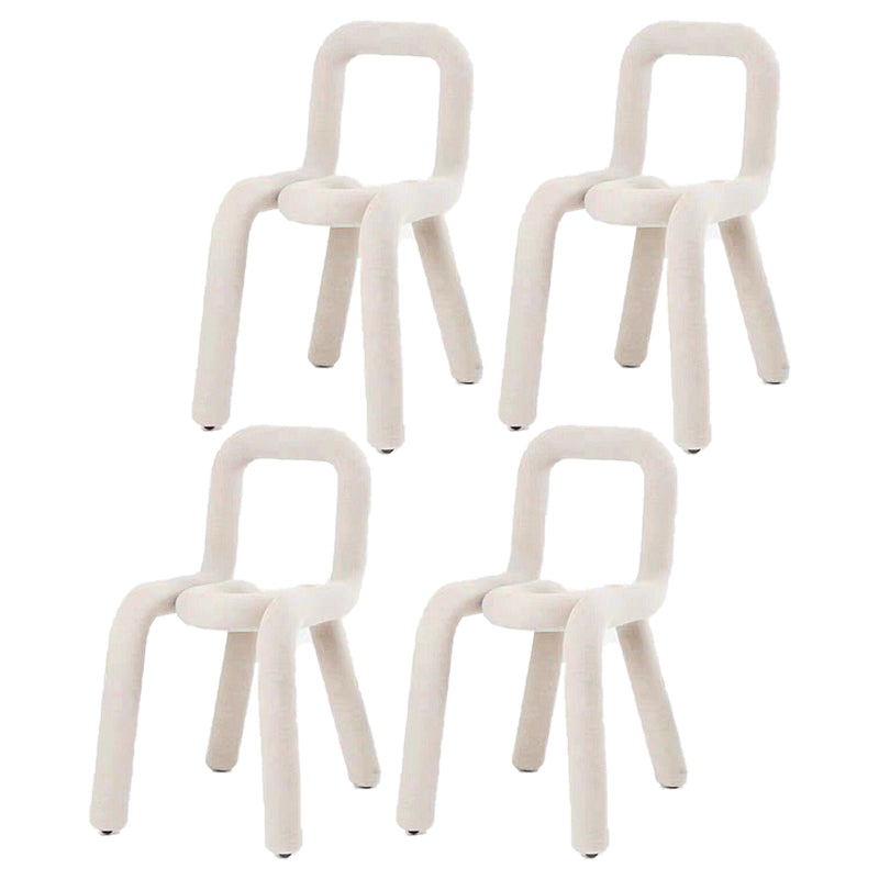 Contemporary Style Velvet Chairs Open Back Side Kitchen Dining Room Chair White 4 Piece Set Clearhalo ' kitchen&dining_furn' 'Dining Chairs' 'Dining Tables & Seating' 'dining_chair' 'furn' 'furn_dining_chair' 'Furniture' 'furniture_dining_chair' 'Kitchen & Dining Furniture' 'kitchen' 4056250