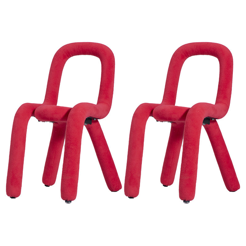 Contemporary Style Velvet Chairs Open Back Side Kitchen Dining Room Chair Red 2 Piece Set Clearhalo ' kitchen&dining_furn' 'Dining Chairs' 'Dining Tables & Seating' 'dining_chair' 'furn' 'furn_dining_chair' 'Furniture' 'furniture_dining_chair' 'Kitchen & Dining Furniture' 'kitchen' 4056252