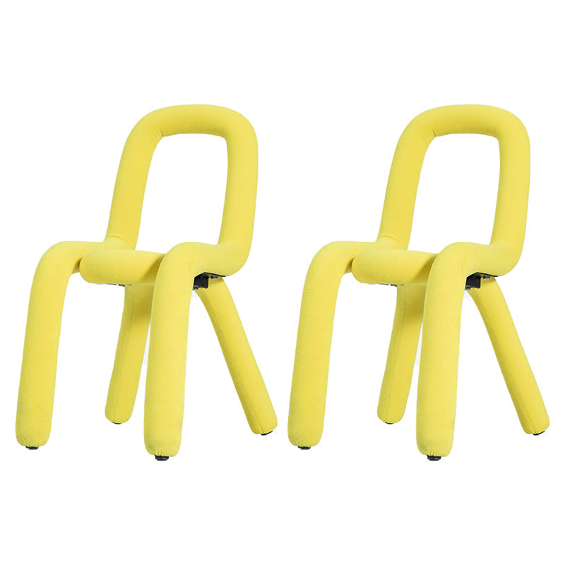 Contemporary Style Velvet Chairs Open Back Side Kitchen Dining Room Chair Yellow 2 Piece Set Clearhalo ' kitchen&dining_furn' 'Dining Chairs' 'Dining Tables & Seating' 'dining_chair' 'furn' 'furn_dining_chair' 'Furniture' 'furniture_dining_chair' 'Kitchen & Dining Furniture' 'kitchen' 4056255