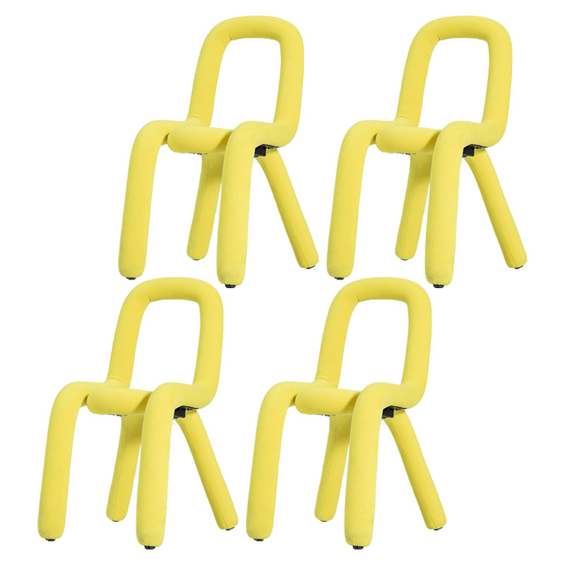 Contemporary Style Velvet Chairs Open Back Side Kitchen Dining Room Chair Yellow 4 Piece Set Clearhalo ' kitchen&dining_furn' 'Dining Chairs' 'Dining Tables & Seating' 'dining_chair' 'furn' 'furn_dining_chair' 'Furniture' 'furniture_dining_chair' 'Kitchen & Dining Furniture' 'kitchen' 4056256