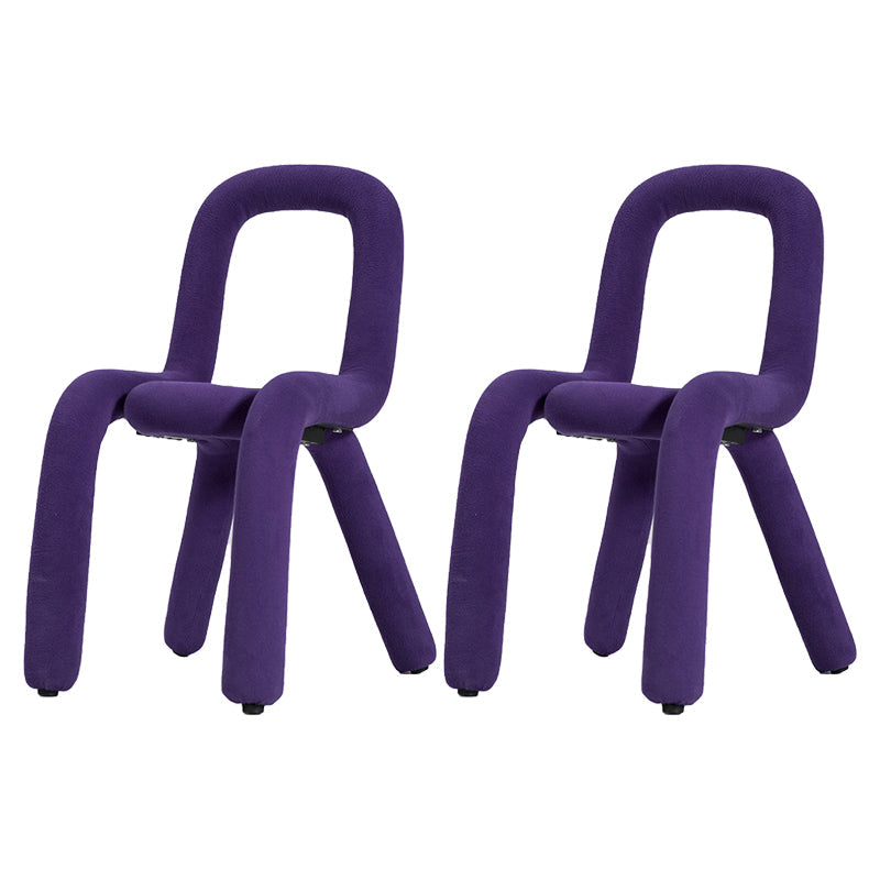 Contemporary Style Velvet Chairs Open Back Side Kitchen Dining Room Chair Purple 2 Piece Set Clearhalo ' kitchen&dining_furn' 'Dining Chairs' 'Dining Tables & Seating' 'dining_chair' 'furn' 'furn_dining_chair' 'Furniture' 'furniture_dining_chair' 'Kitchen & Dining Furniture' 'kitchen' 4056261