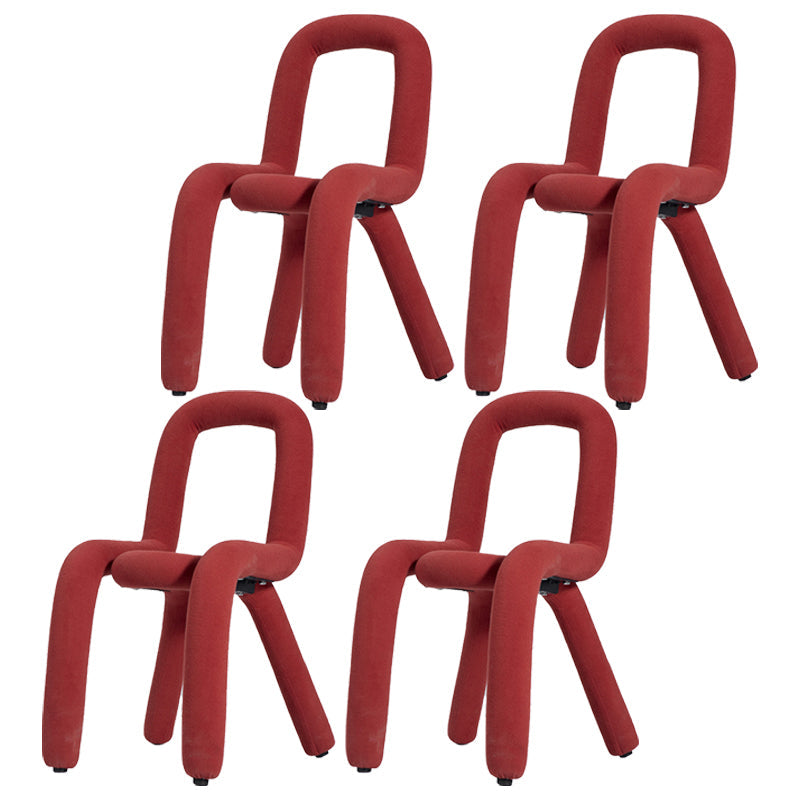 Contemporary Style Velvet Chairs Open Back Side Kitchen Dining Room Chair Burgundy 4 Piece Set Clearhalo ' kitchen&dining_furn' 'Dining Chairs' 'Dining Tables & Seating' 'dining_chair' 'furn' 'furn_dining_chair' 'Furniture' 'furniture_dining_chair' 'Kitchen & Dining Furniture' 'kitchen' 4056268