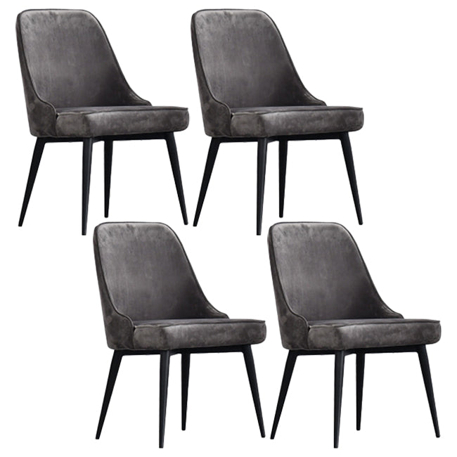 Scandinavian Style Metal Chairs Kitchen Dining Room Solid Back Side Chair Set Grey 4 Piece Set Black Clearhalo ' kitchen&dining_furn' 'Dining Chairs' 'Dining Tables & Seating' 'dining_chair' 'furn' 'furn_dining_chair' 'Furniture' 'furniture_dining_chair' 'Kitchen & Dining Furniture' 'kitchen' 4056287