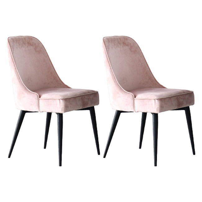 Scandinavian Style Metal Chairs Kitchen Dining Room Solid Back Side Chair Set Pink 2 Piece Set Black Clearhalo ' kitchen&dining_furn' 'Dining Chairs' 'Dining Tables & Seating' 'dining_chair' 'furn' 'furn_dining_chair' 'Furniture' 'furniture_dining_chair' 'Kitchen & Dining Furniture' 'kitchen' 4056296