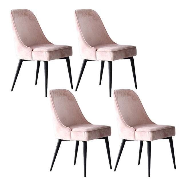 Scandinavian Style Metal Chairs Kitchen Dining Room Solid Back Side Chair Set Pink 4 Piece Set Black Clearhalo ' kitchen&dining_furn' 'Dining Chairs' 'Dining Tables & Seating' 'dining_chair' 'furn' 'furn_dining_chair' 'Furniture' 'furniture_dining_chair' 'Kitchen & Dining Furniture' 'kitchen' 4056299