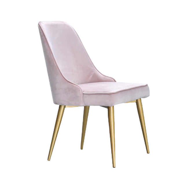 Scandinavian Style Metal Chairs Kitchen Dining Room Solid Back Side Chair Set Pink 1 Piece Brass Gold Clearhalo ' kitchen&dining_furn' 'Dining Chairs' 'Dining Tables & Seating' 'dining_chair' 'furn' 'furn_dining_chair' 'Furniture' 'furniture_dining_chair' 'Kitchen & Dining Furniture' 'kitchen' 4056300