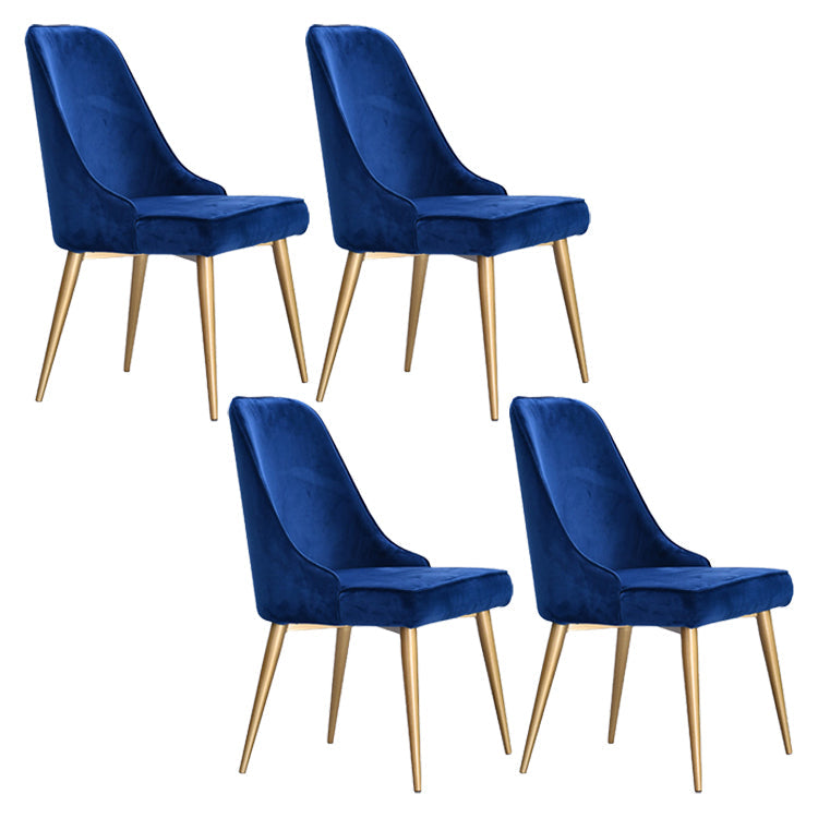 Scandinavian Style Metal Chairs Kitchen Dining Room Solid Back Side Chair Set Blue 4 Piece Set Brass Gold Clearhalo ' kitchen&dining_furn' 'Dining Chairs' 'Dining Tables & Seating' 'dining_chair' 'furn' 'furn_dining_chair' 'Furniture' 'furniture_dining_chair' 'Kitchen & Dining Furniture' 'kitchen' 4056310