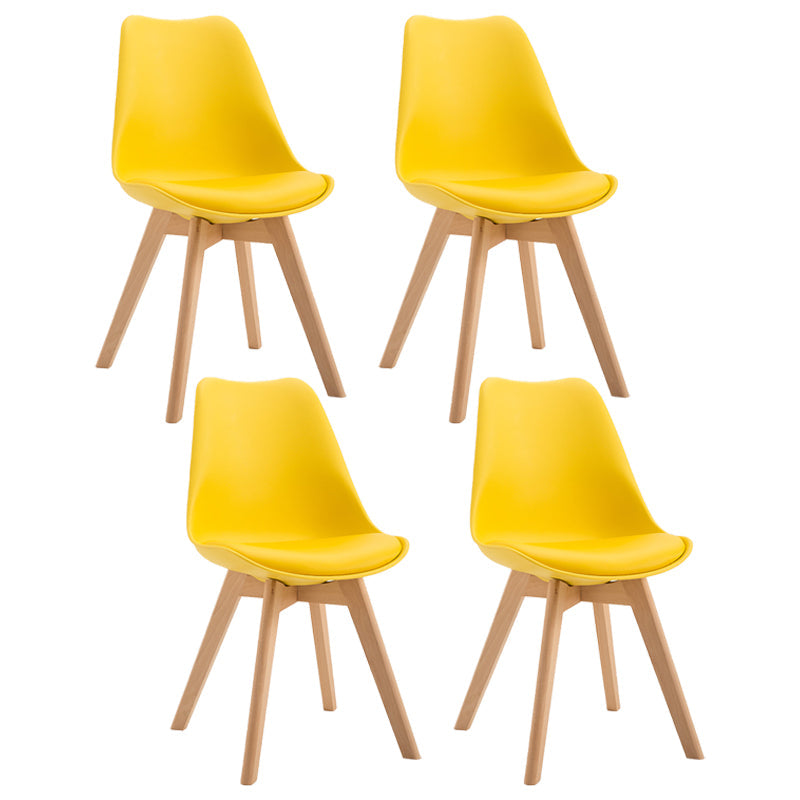 Scandinavian Restaurant Upholstered Side Chair Matte Finish Parsons Dining Chair Yellow Set of 4 Clearhalo ' kitchen&dining_furn' 'Dining Chairs' 'Dining Tables & Seating' 'dining_chair' 'Furniture' 'furniture_dining_chair' 'Kitchen & Dining Furniture' 'kitchen' 4056373