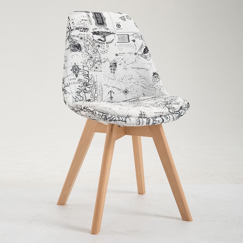 Scandinavian Restaurant Upholstered Side Chair Matte Finish Parsons Dining Chair Black White 1 Piece Clearhalo ' kitchen&dining_furn' 'Dining Chairs' 'Dining Tables & Seating' 'dining_chair' 'Furniture' 'furniture_dining_chair' 'Kitchen & Dining Furniture' 'kitchen' 4056389