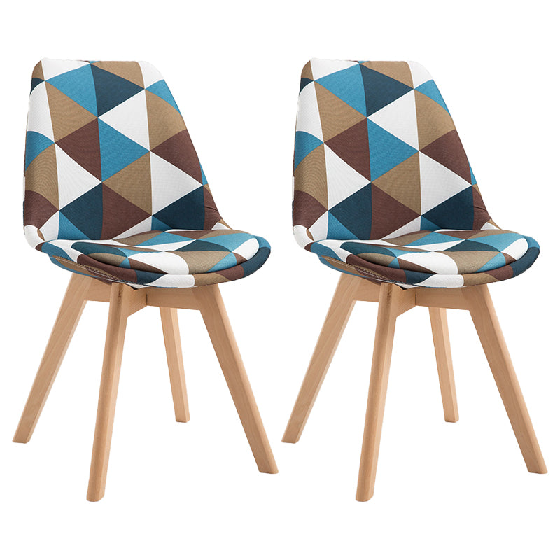 Scandinavian Restaurant Upholstered Side Chair Matte Finish Parsons Dining Chair Blue-White Set of 2 Clearhalo ' kitchen&dining_furn' 'Dining Chairs' 'Dining Tables & Seating' 'dining_chair' 'Furniture' 'furniture_dining_chair' 'Kitchen & Dining Furniture' 'kitchen' 4056393