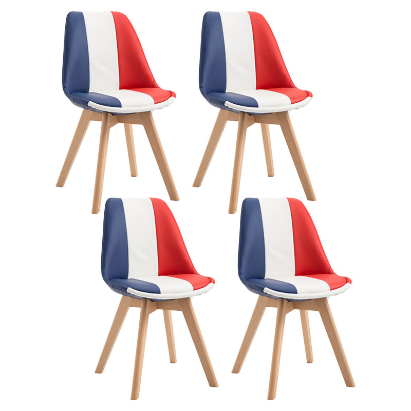 Scandinavian Restaurant Upholstered Side Chair Matte Finish Parsons Dining Chair Red-White-Blue Set of 4 Clearhalo ' kitchen&dining_furn' 'Dining Chairs' 'Dining Tables & Seating' 'dining_chair' 'Furniture' 'furniture_dining_chair' 'Kitchen & Dining Furniture' 'kitchen' 4056421