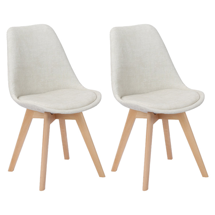 Scandinavian Restaurant Upholstered Side Chair Matte Finish Parsons Dining Chair Off-White Set of 2 Clearhalo ' kitchen&dining_furn' 'Dining Chairs' 'Dining Tables & Seating' 'dining_chair' 'Furniture' 'furniture_dining_chair' 'Kitchen & Dining Furniture' 'kitchen' 4056429