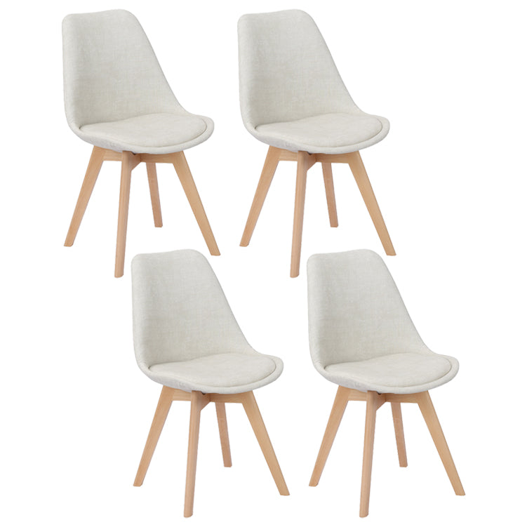 Scandinavian Restaurant Upholstered Side Chair Matte Finish Parsons Dining Chair Off-White Set of 4 Clearhalo ' kitchen&dining_furn' 'Dining Chairs' 'Dining Tables & Seating' 'dining_chair' 'Furniture' 'furniture_dining_chair' 'Kitchen & Dining Furniture' 'kitchen' 4056430