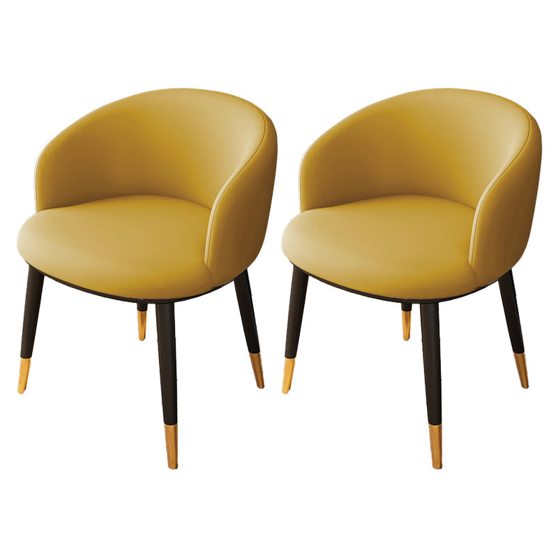 Indoor Scandinavian Side Chair Parsons Back Metal Upholstered Dining Room Chair Yellow 2 Piece Set Clearhalo ' kitchen&dining_furn' 'Dining Chairs' 'Dining Tables & Seating' 'dining_chair' 'furn' 'furn_dining_chair' 'Furniture' 'furniture_dining_chair' 'Kitchen & Dining Furniture' 'kitchen' 4056452