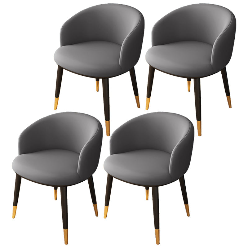 Indoor Scandinavian Side Chair Parsons Back Metal Upholstered Dining Room Chair Light Gray-Black 4 Piece Set Clearhalo ' kitchen&dining_furn' 'Dining Chairs' 'Dining Tables & Seating' 'dining_chair' 'furn' 'furn_dining_chair' 'Furniture' 'furniture_dining_chair' 'Kitchen & Dining Furniture' 'kitchen' 4056476