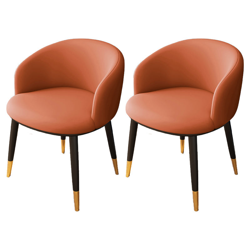 Indoor Scandinavian Side Chair Parsons Back Metal Upholstered Dining Room Chair Orange 2 Piece Set Clearhalo ' kitchen&dining_furn' 'Dining Chairs' 'Dining Tables & Seating' 'dining_chair' 'furn' 'furn_dining_chair' 'Furniture' 'furniture_dining_chair' 'Kitchen & Dining Furniture' 'kitchen' 4056478