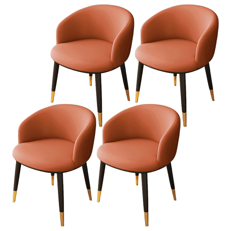 Indoor Scandinavian Side Chair Parsons Back Metal Upholstered Dining Room Chair Orange 4 Piece Set Clearhalo ' kitchen&dining_furn' 'Dining Chairs' 'Dining Tables & Seating' 'dining_chair' 'furn' 'furn_dining_chair' 'Furniture' 'furniture_dining_chair' 'Kitchen & Dining Furniture' 'kitchen' 4056479