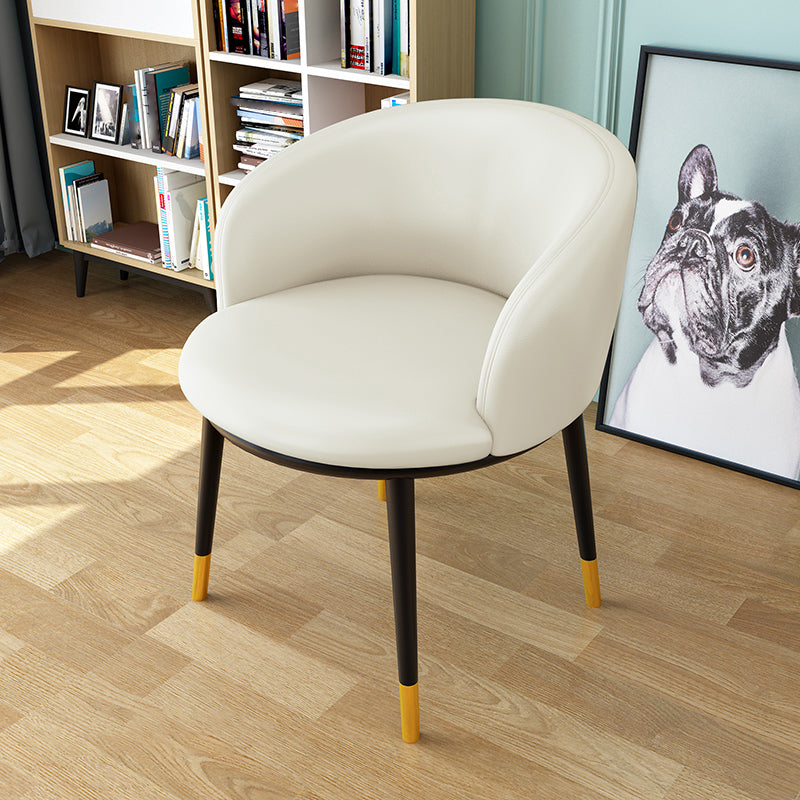 Indoor Scandinavian Side Chair Parsons Back Metal Upholstered Dining Room Chair Off-White 1 Piece Clearhalo ' kitchen&dining_furn' 'Dining Chairs' 'Dining Tables & Seating' 'dining_chair' 'furn' 'furn_dining_chair' 'Furniture' 'furniture_dining_chair' 'Kitchen & Dining Furniture' 'kitchen' 4056491